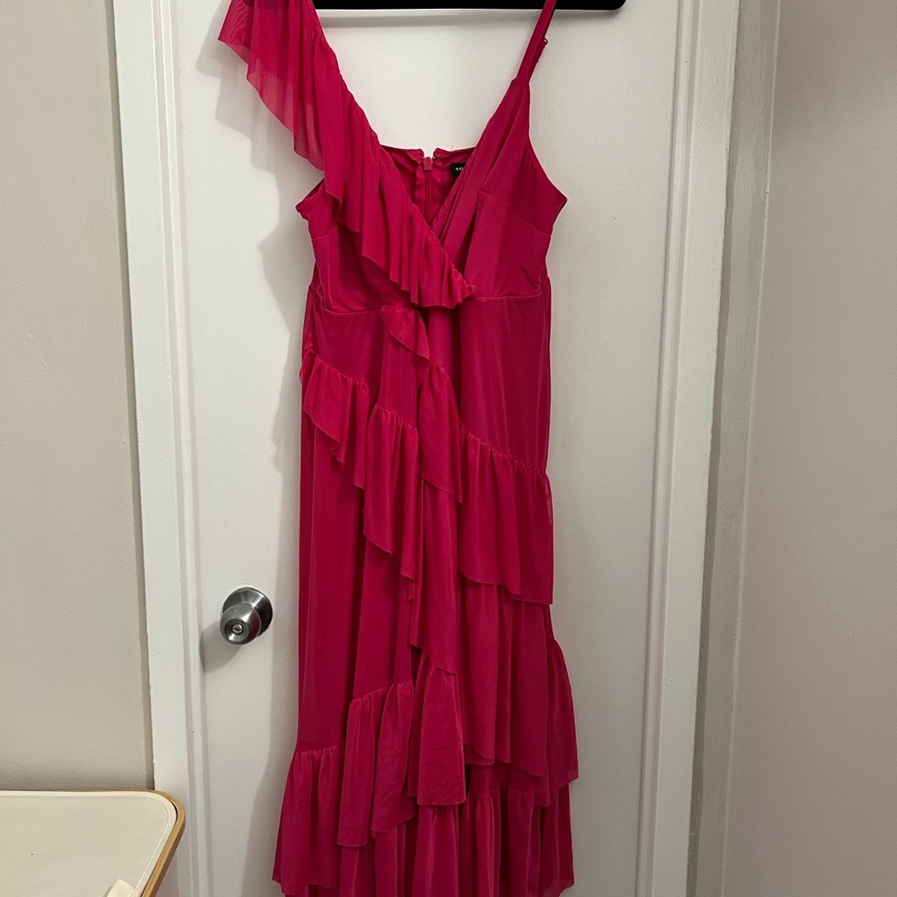 Torrid Vibrant Pink Asymmetrical Ruffle Dress
